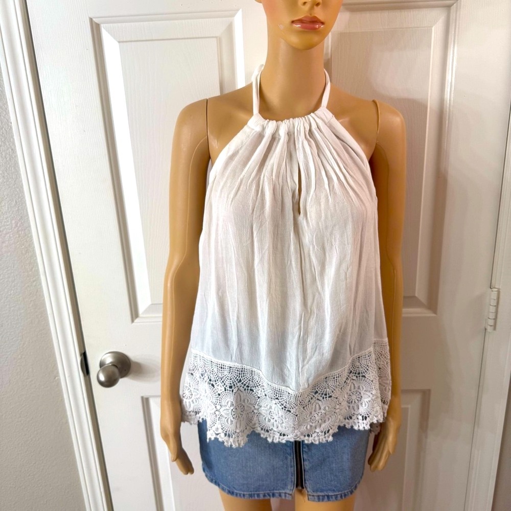 Boho Me White Halter Lace Tank Top